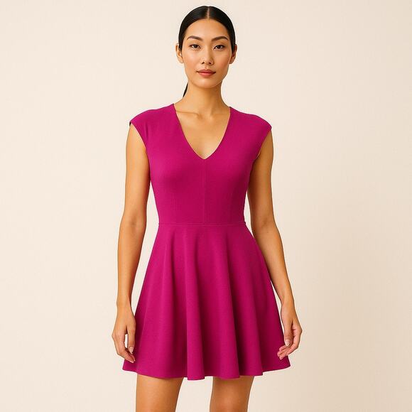 NEW Love...ady Pink Sleeveless Scoop Neck Stretch Mini Fit & Flare Dress Sz M - Picture 1 of 5